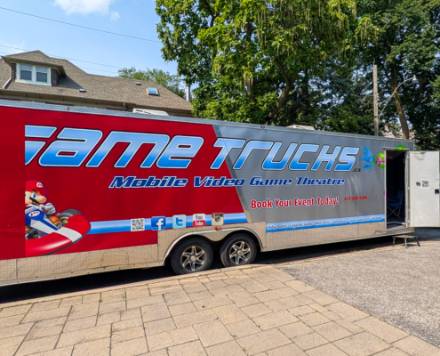 GameTrucks GT mobile gaming trailer at a birthday party