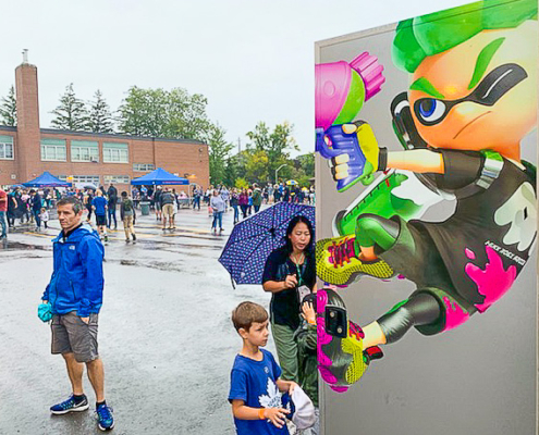 Kids entering into game trailer