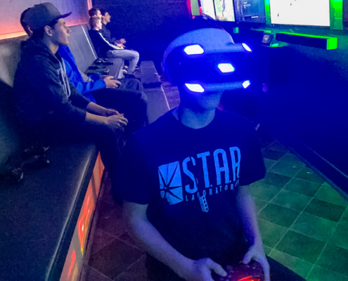 Child trying virtual reality at GameTrucks GT party